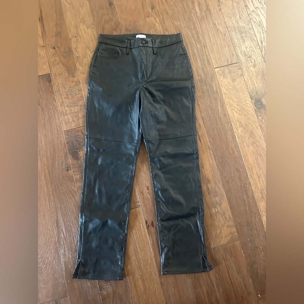 Good American Black Faux Leather Pants | Size 12 / 31 | High Rise